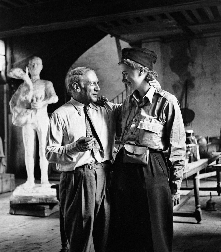 Picasso and Lee Miller in his studio, 1944
